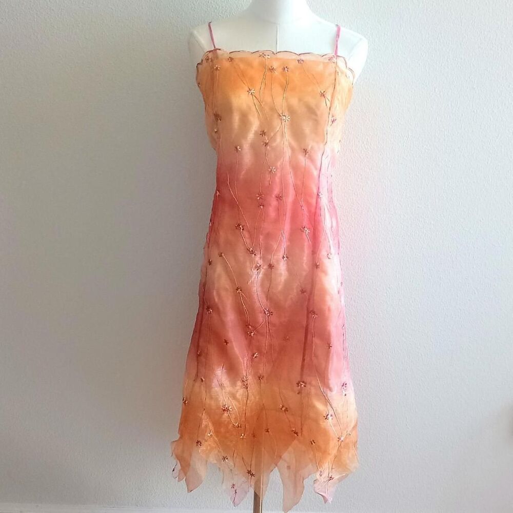 Y2K Ombre Sunset Floral Shimmery Fairy Dress
